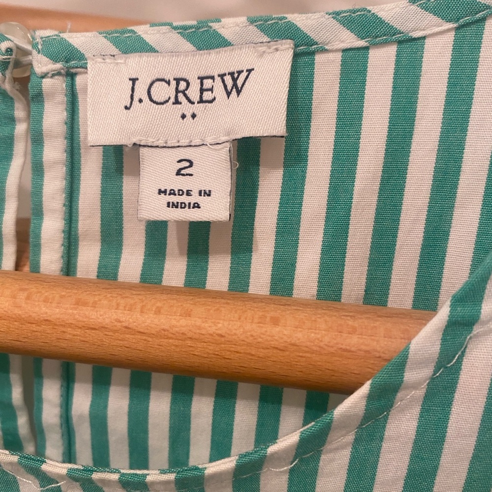 J. Crew Factory Sleeveless Green & White Striped Midi Dress - Size 2 - Picture 3 of 4